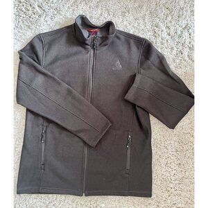 Gerry Mens XL Ribbed Knit Zip Front Jacket Charcoal Gray